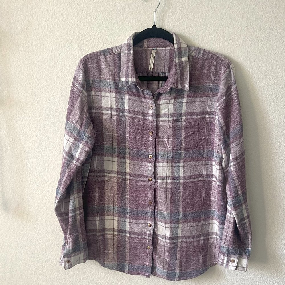 KUHL Large Purple Plaid Flannel Top